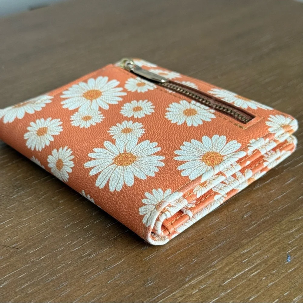 Orange Floral Wallet with Bee Accent